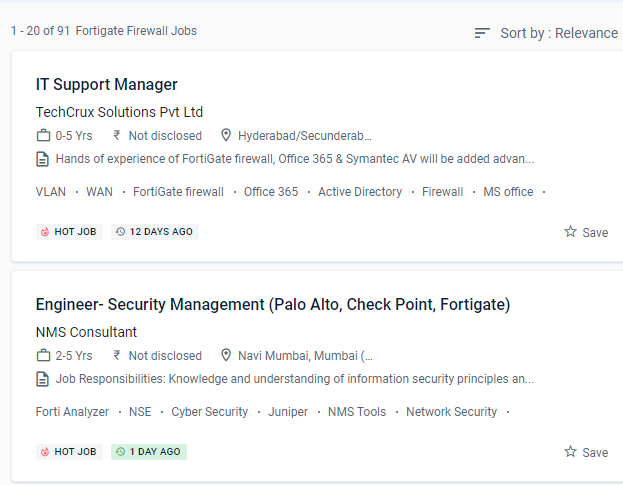 Fortinet Firewall internship jobs in Mesaieed